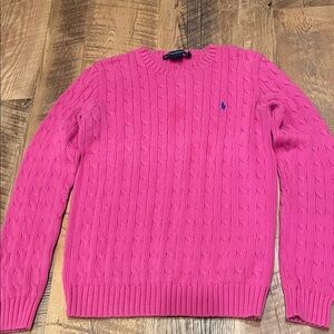 Ralph Lauren Sport Women’s Pink Cable Knit Crewneck Sweater